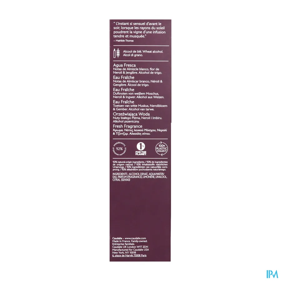 packshot van Caudalie Thé Des Vignes Fris Water 100 ml