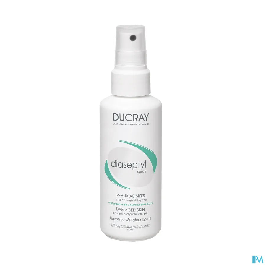 packshot van Ducray Diaseptyl Spray met 0,2% Chloorhexidinedigluconaat voor Ontsmetting van de Huid 125 ml