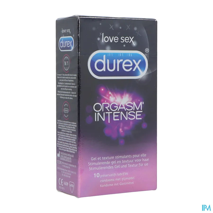 packshot van Durex Orgasm'Intense met Stimulerende Gel en Textuur voor Haar 10 Condooms