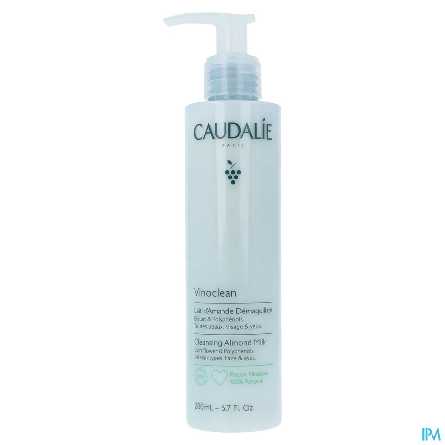packshot van Caudalie Vinoclean Reinigende Amandelmelk voor Gelaat en Ogen voor Alle Huidtypes Pompflacon 200 ml