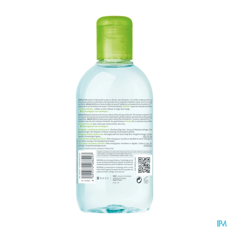 productshot van Bioderma Sebium H2O Micellaire Oplossing 250 ml