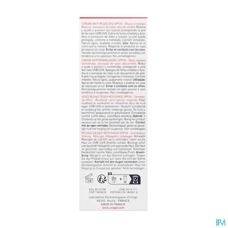 packshot van Uriage Roseliane Crème Anti-Roodheid SPF30 40 ml