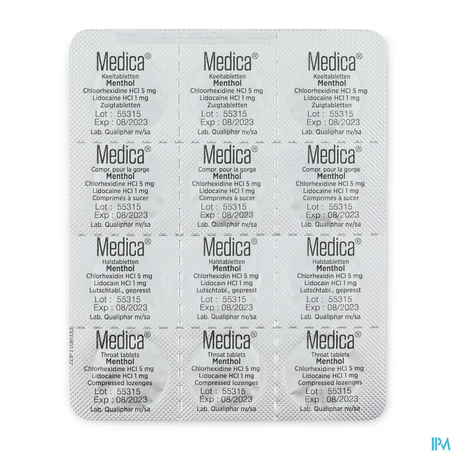 productshot van Medica Keeltabletten Menthol zonder Suiker 36 Zuigtabletten