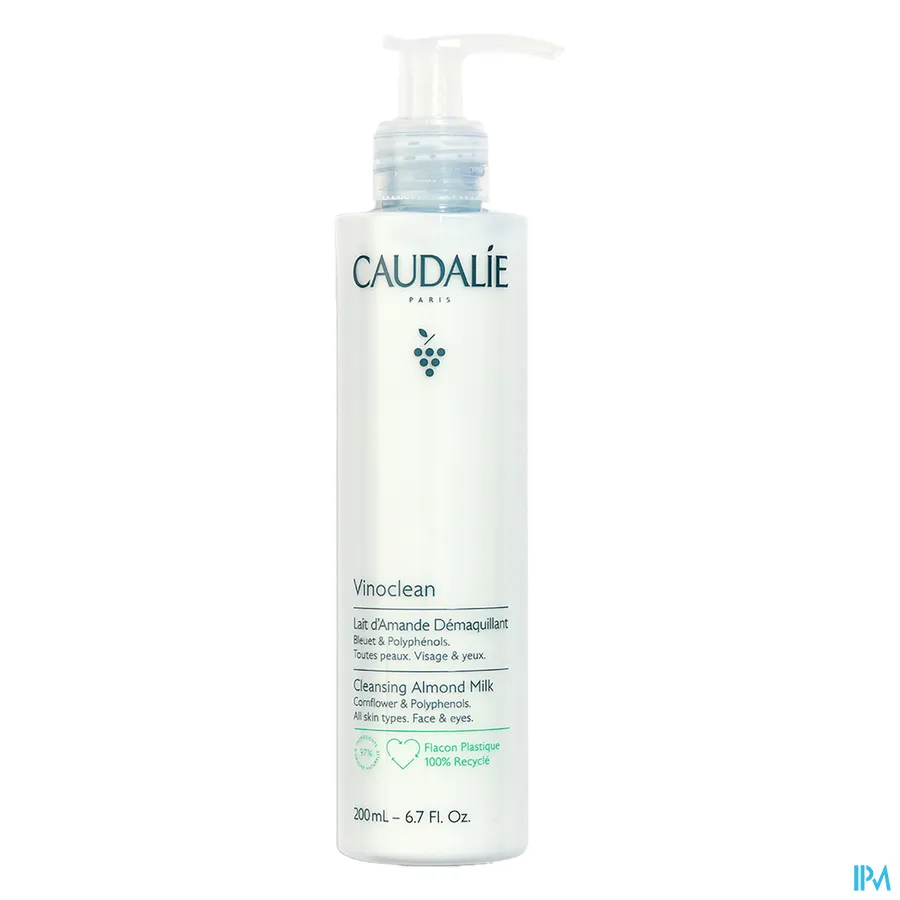 packshot van Caudalie Vinoclean Reinigende Amandelmelk voor Gelaat en Ogen voor Alle Huidtypes Pompflacon 200 ml
