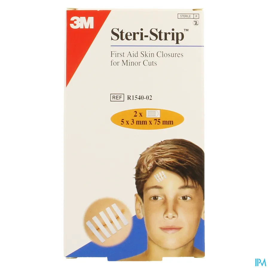 packshot van Steri-Strip Huidhechtstrips voor Kleine Wonden 2 Vellen van 5 x 3 mm x 75 mm