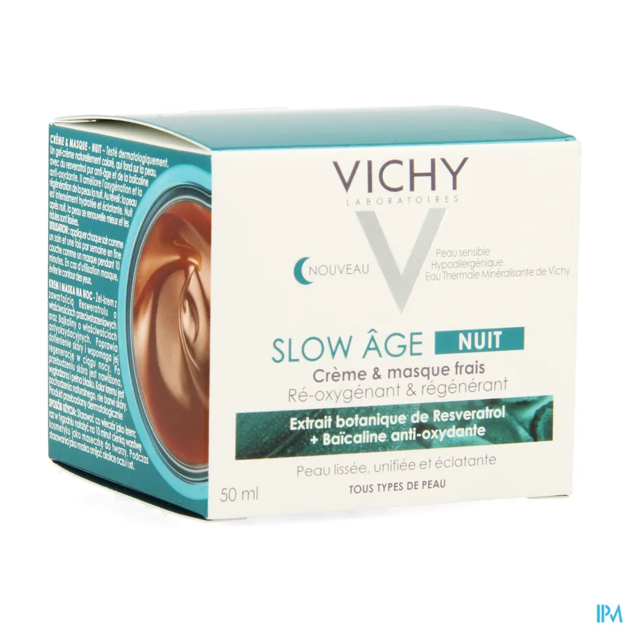 packshot van Vichy Slow Âge Revitaliserende en Gladmakende Nachtcrème-en-Masker voor Alle Huidtypes Pot 50 ml