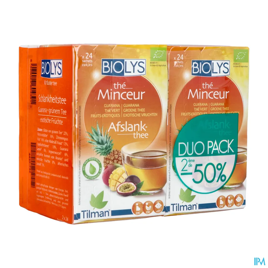 packshot van Biolys Guarana Groene Thee Exotische vruchten duopack 2 x 24 zakjes