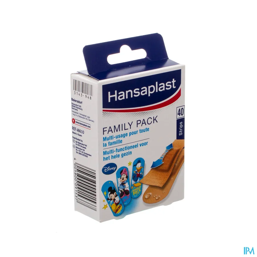 packshot van Hansaplast Pleister Family Pack Multi-Functioneel voor het Hele Gezin 40 Strips