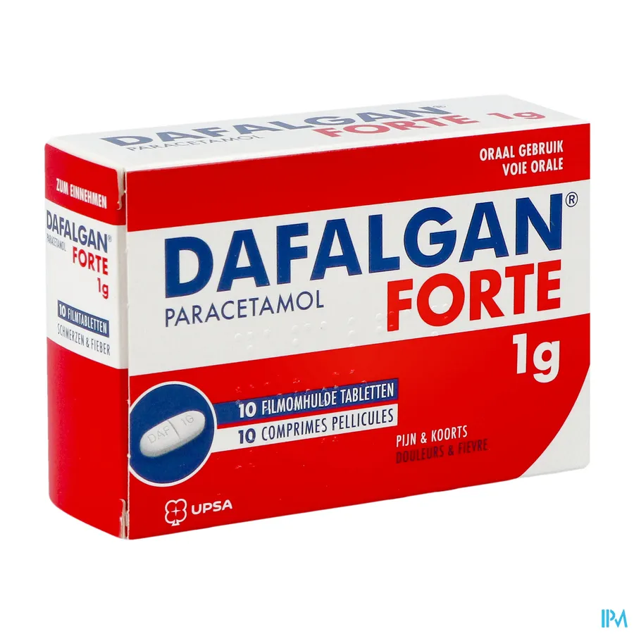 packshot van Dafalgan Forte 1g 10 tabletten