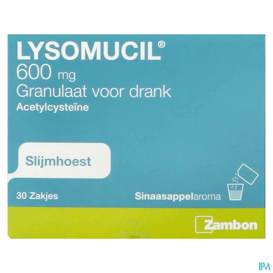 packshot van Lysomucil 600mg 30 zakjes