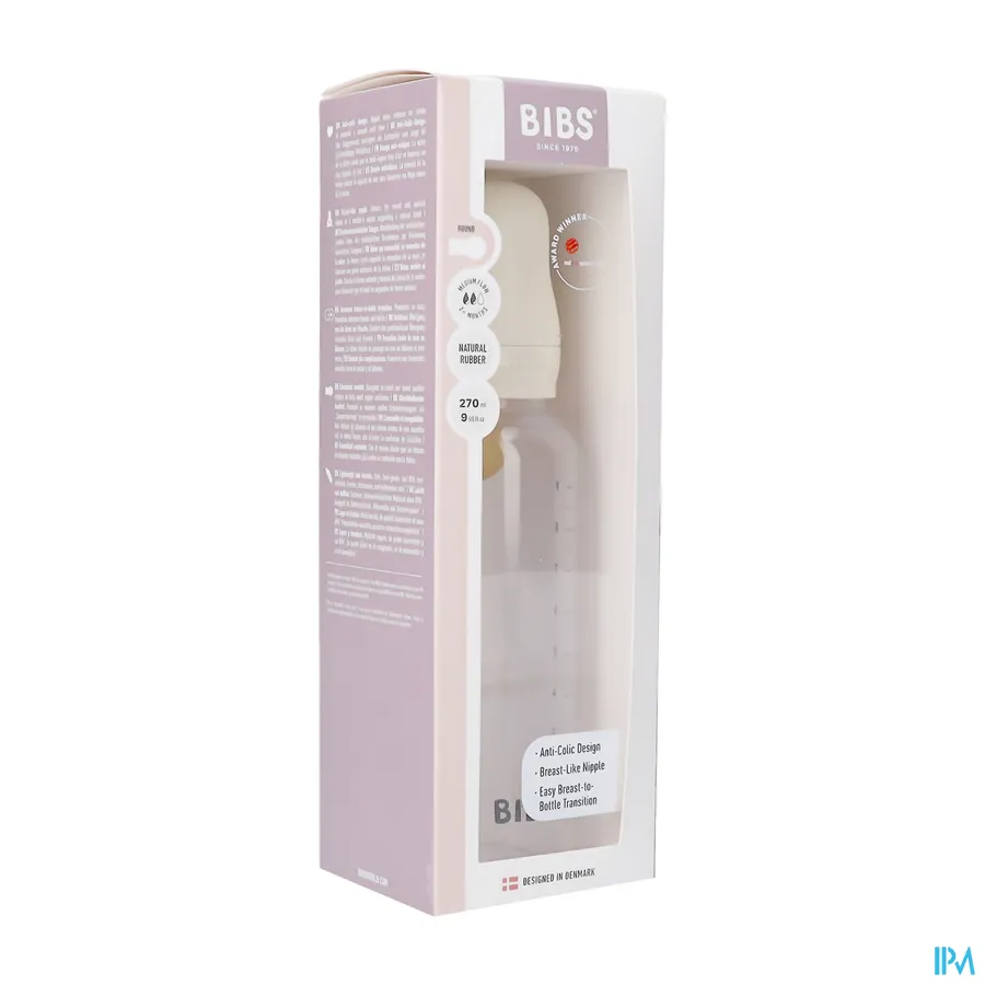 packshot van Bibs Zuigfles Complete Set Ivory 270ml