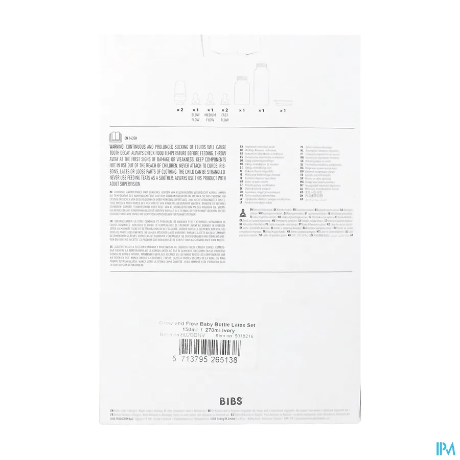 packshot van Bibs Zuigfles Grow&flow Combipack Ivory