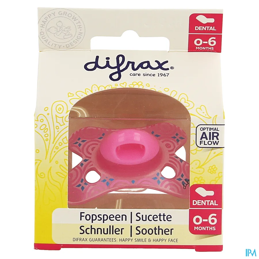 packshot van Difrax Fopspeen Sil Mini-Dental Girl 0-6m
