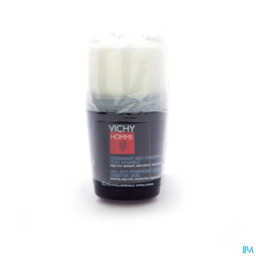 packshot van Vichy Homme Deo Roll-On Gevoelige Huid 48u Duo Promo* 2 x 50 ml