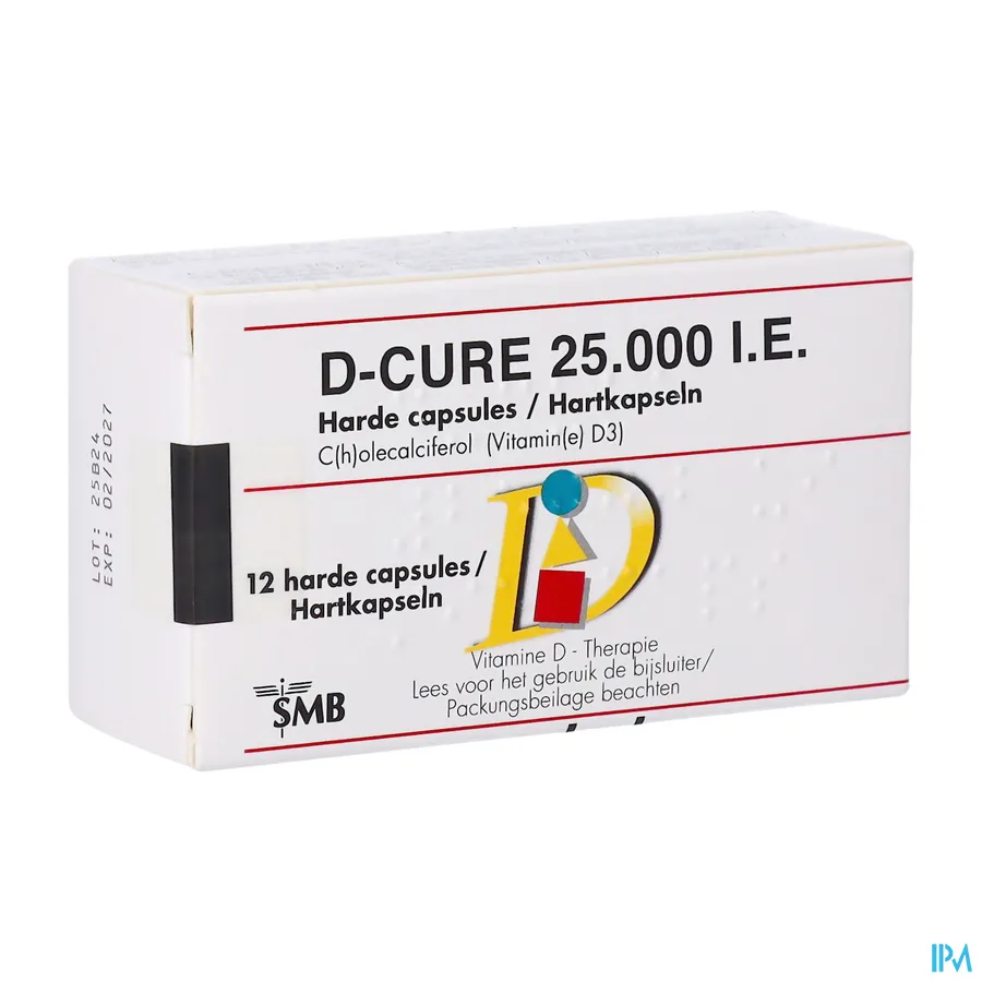 packshot van D Cure 25000 IE 12 Gelulen