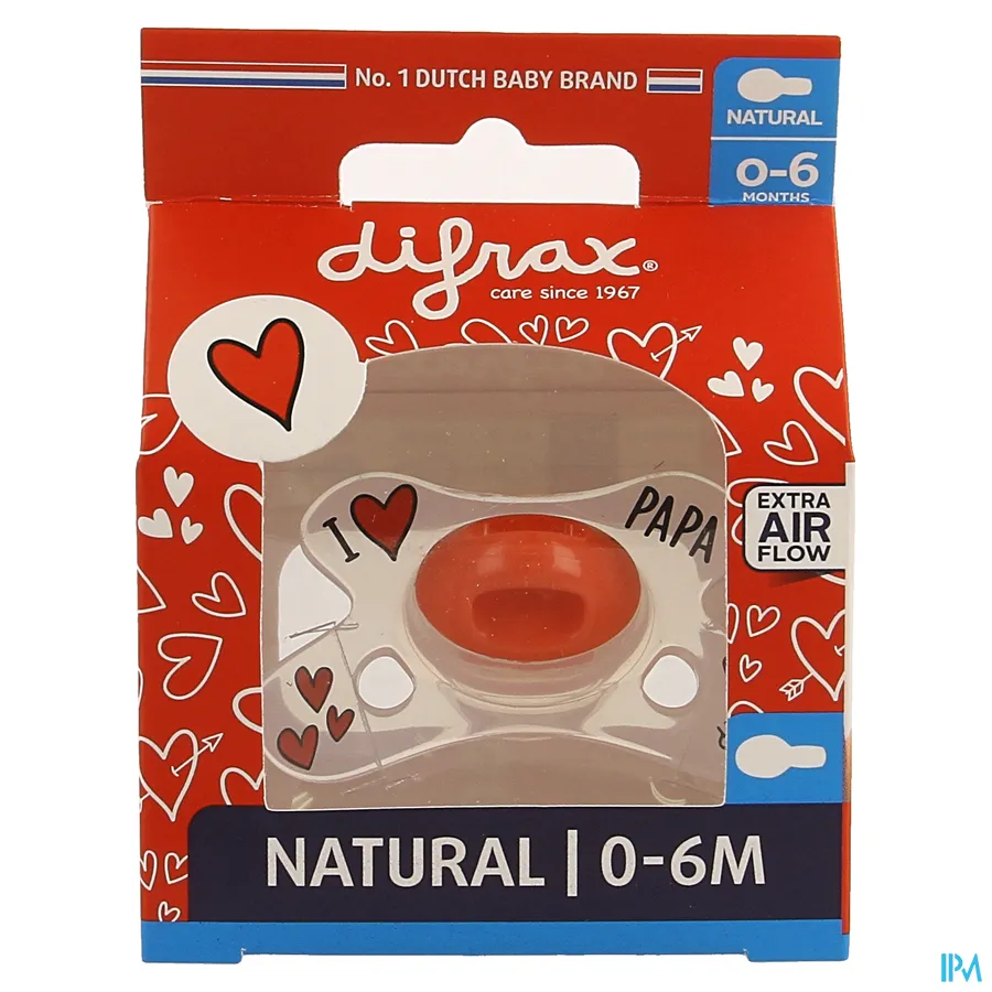 packshot van Difrax Fopspeen Natural 0-6m I Love