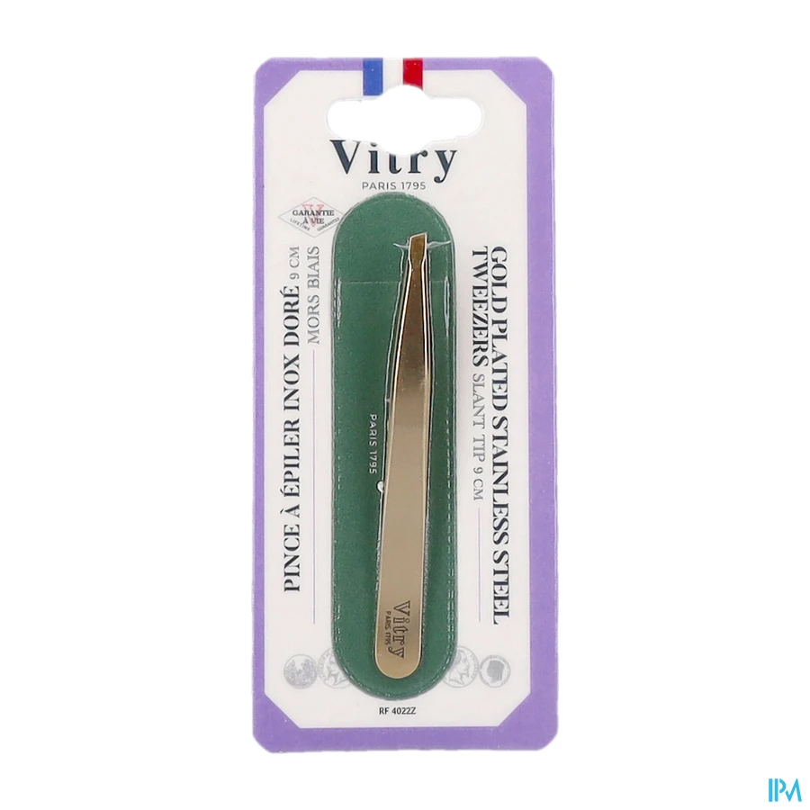 packshot van Vitry Epileerpincet met Schuine Top in Inox Verguld