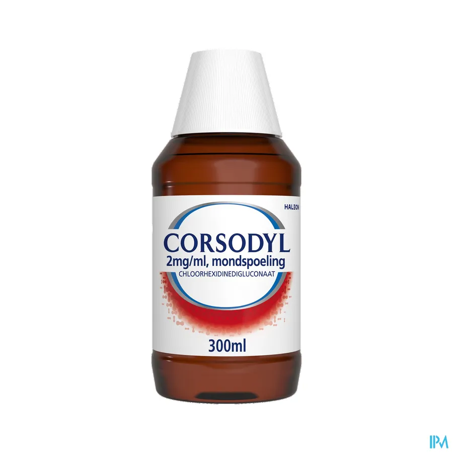 productshot van Corsodyl 2 mg/ml Mondspoeling 300 ml