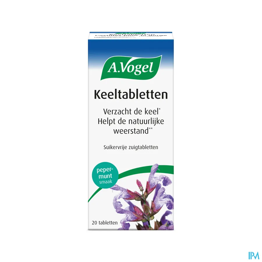 packshot van A. Vogel Keeltabletten voor Verzachting van de Keel en Hulp voor de Natuurlijke Weerstand - Suikervrije Zuigtabletten met Pepermuntsmaak 20 Stuks