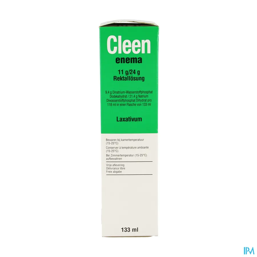 packshot van Cleen Enema -Laxativum- Oplossing voor Rectaal Gebruik 133 ml