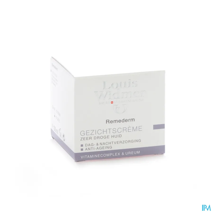 packshot van Louis Widmer Remederm Gezichtscrème voor Zeer Droge Huid met Parfum 50 ml