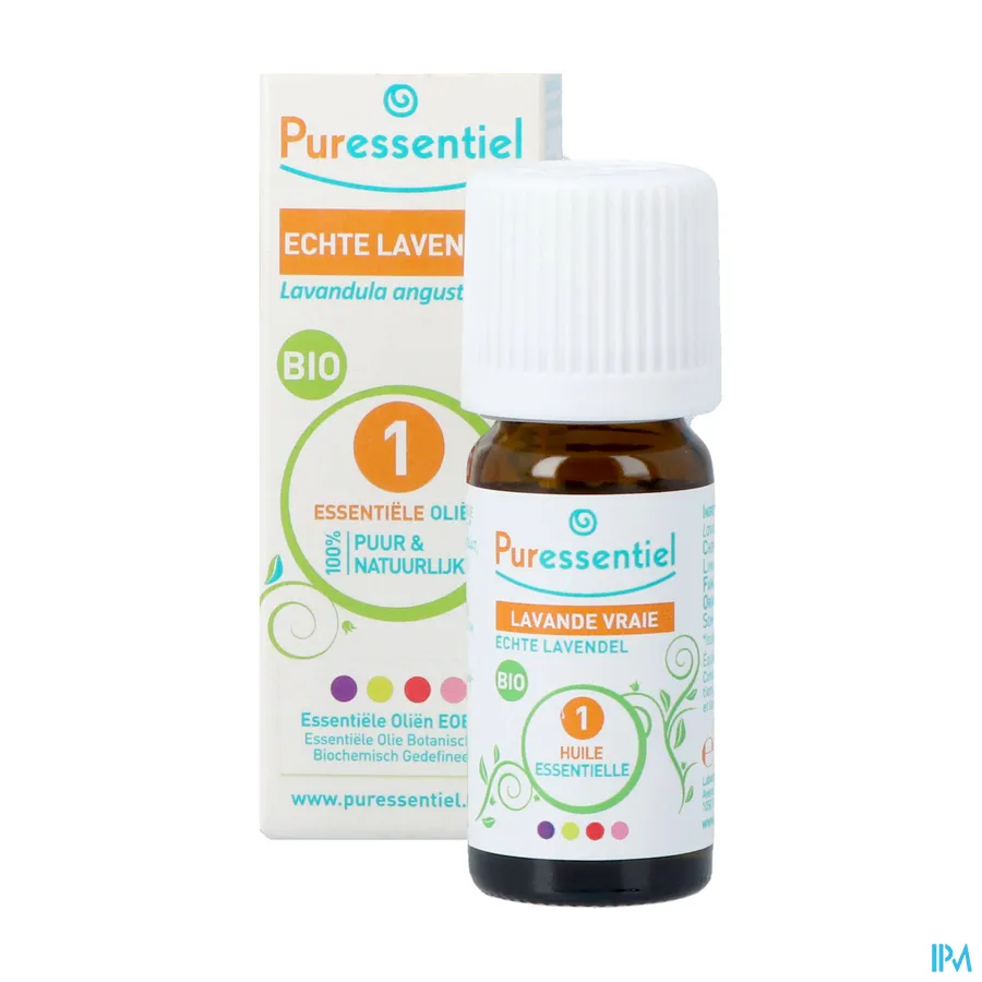 productshot van Puressentiel Essentiële Olie Echte Lavendel Bio 10 ml