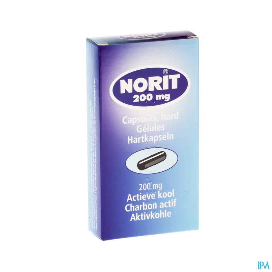 packshot van Norit 200 mg Actieve Kool 30 Capsules