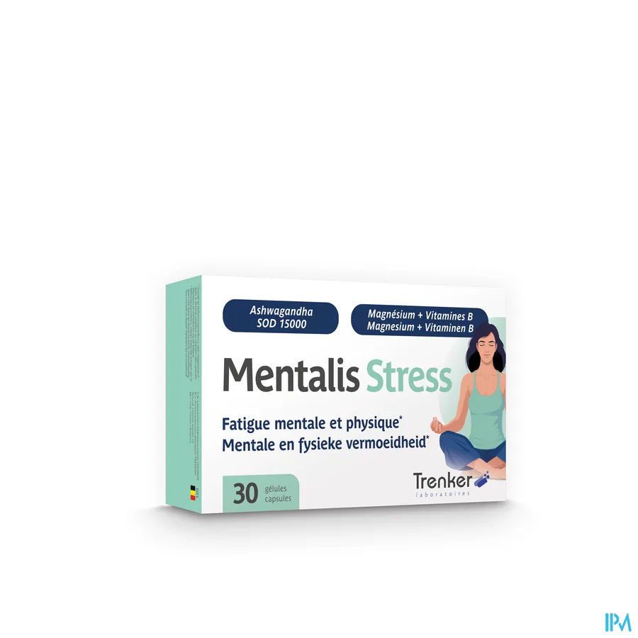packshot van Mentalis Stress bij Mentale en Fysieke Vermoeidheid 30 Capsules