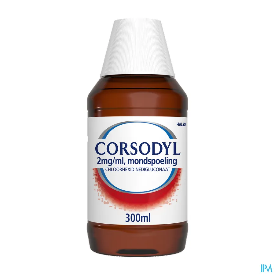 productshot van Corsodyl 2 mg/ml Mondspoeling 300 ml