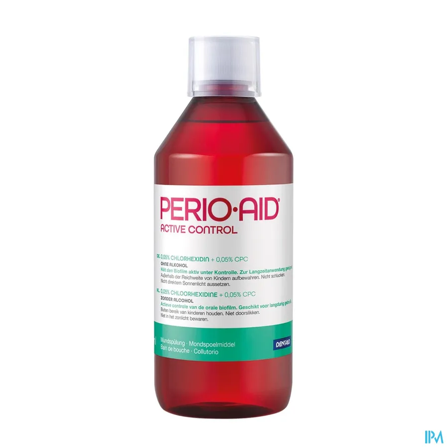 productshot van Perio Aid Active Control Mondspoelmiddel met 0,05% Chloorhexidine 500 ml