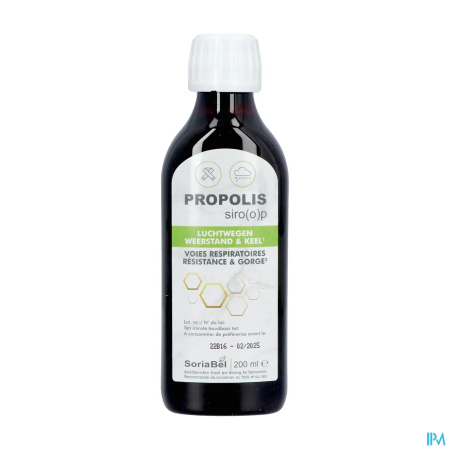packshot van Soria Propolis Siroop voor Luchtwegen, Keel en Weerstand 200 ml