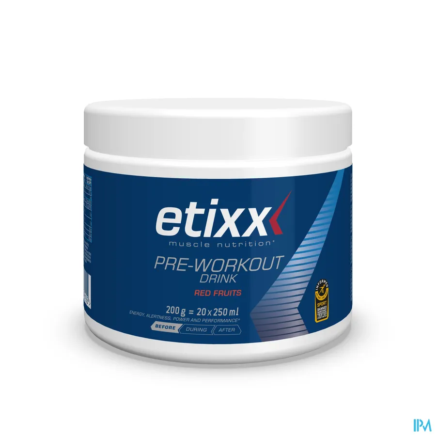 packshot van Etixx Pre-Workout drink Red Fruits 200 g