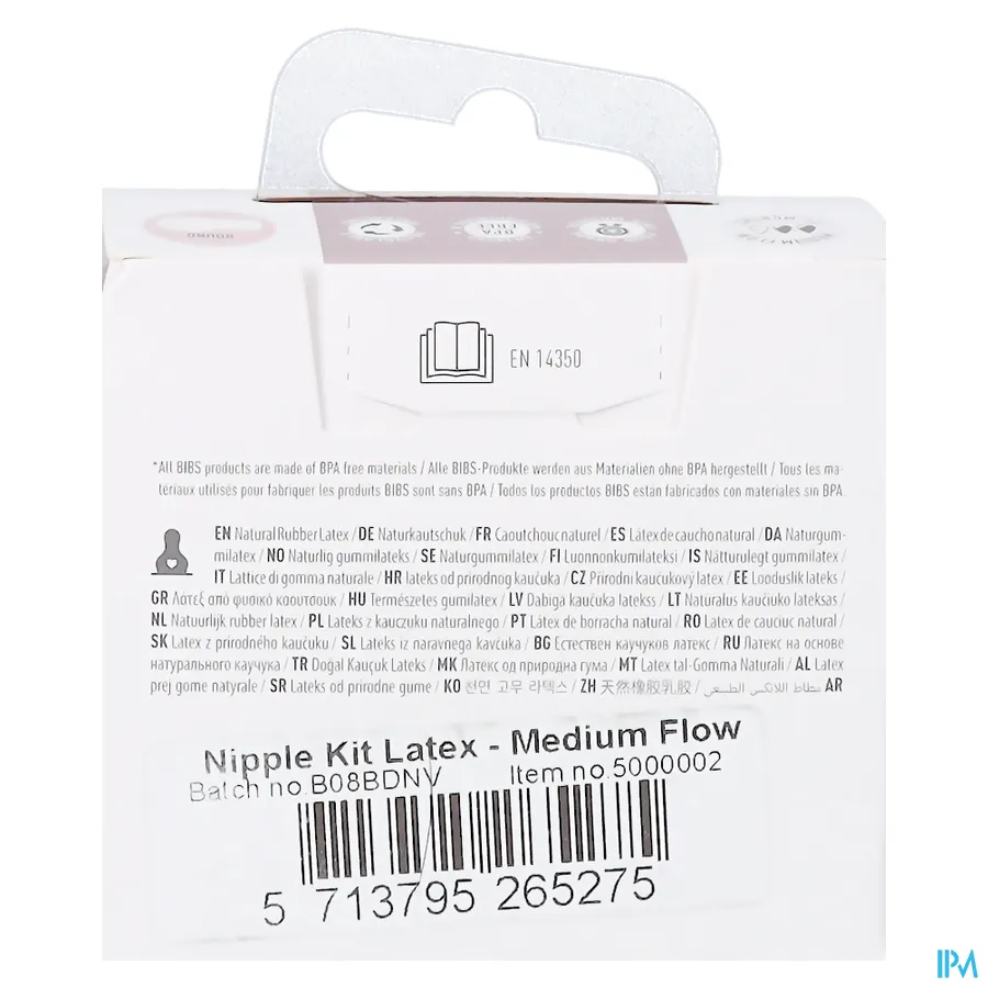 packshot van Bibs Zuigfles Spenen Latex Duopack M