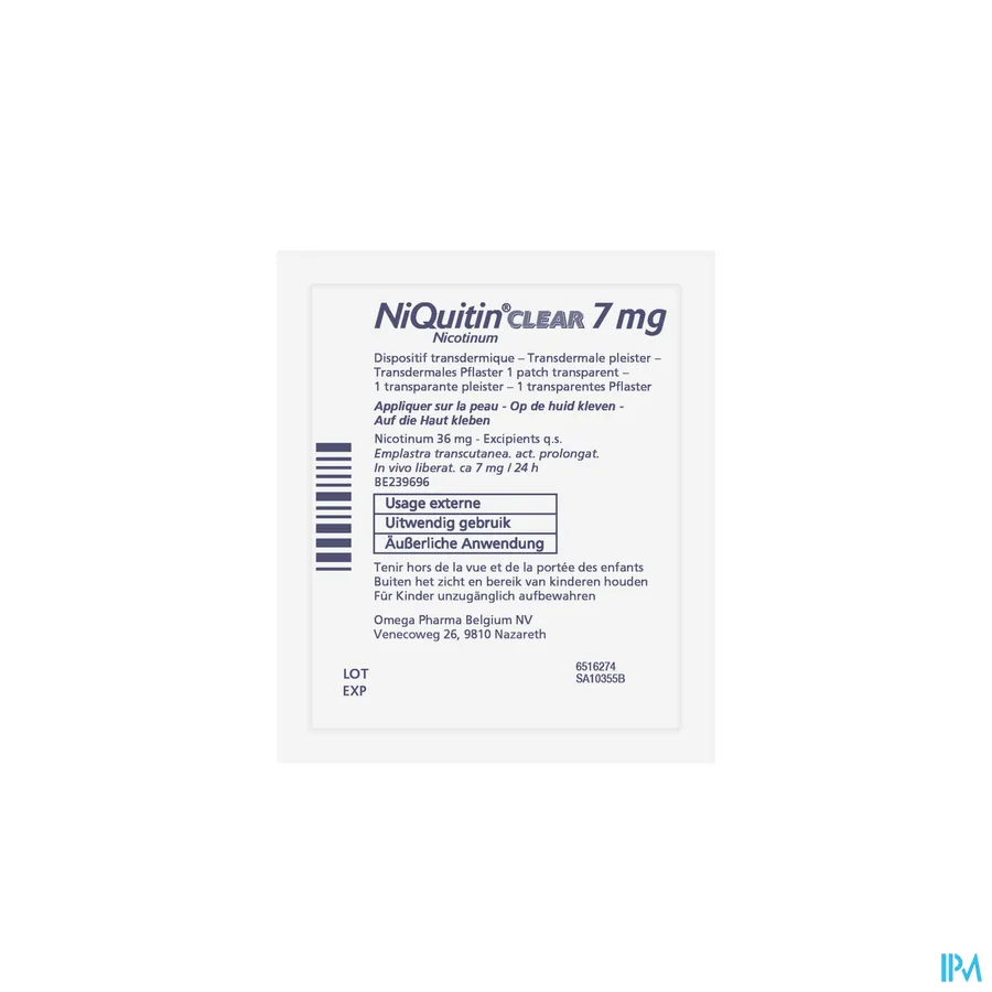 productshot van Niquitin Clear Patches 7mg 14 Pleisters