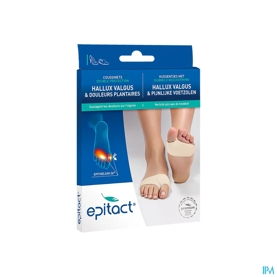 packshot van Epitact Kussentjes met Dubbele Bescherming voor Hallux Valgus en Pijnlijke Voetzolen Maat Large