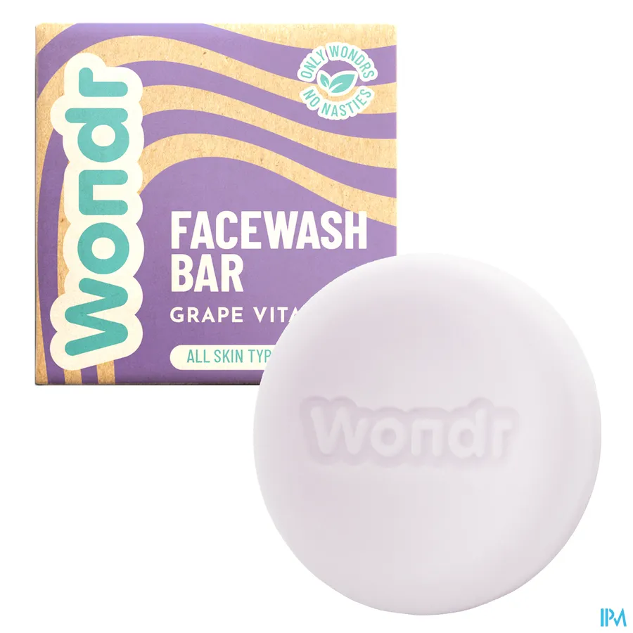 productshot van WONDR Facewash Bar Grape Vitality 82 g