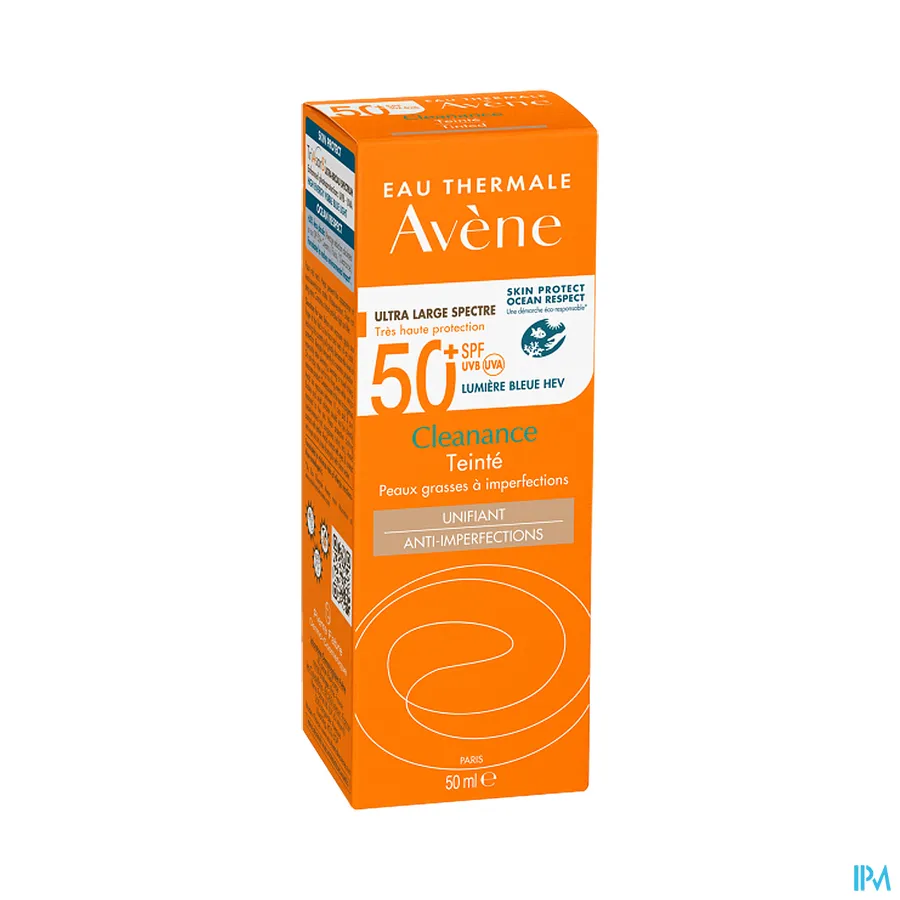 packshot van Avène Cleanance Getinte Zonnefluid SPF 50+ 50 ml