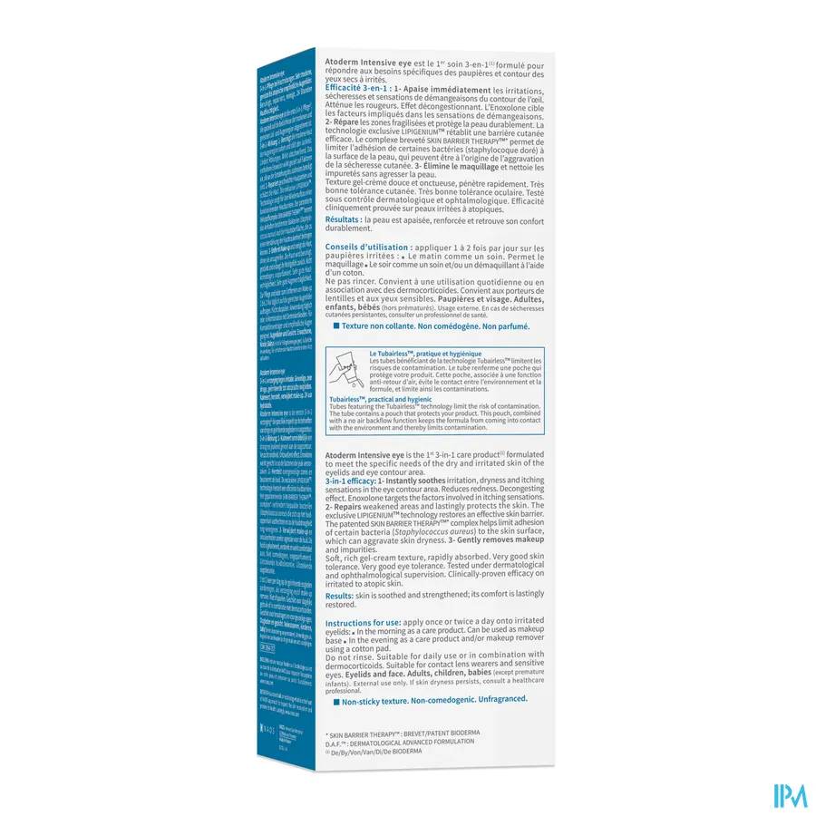 packshot van Bioderma Atoderm Intensive Eye Creme Tube 100 ml