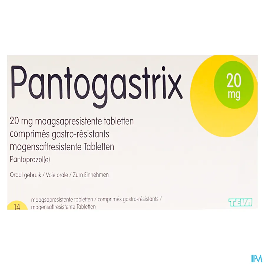 packshot van Pantogastrix bij Zure Oprispingen en Brandend Maagzuur met 20 mg Pantoprazole 14 Tabletten