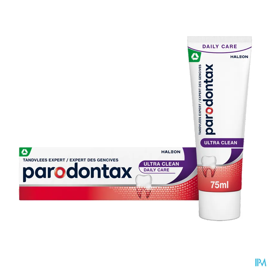 packshot van Parodontax Ultra Clean -Dagelijkse Fluoride Tandpasta voor Gezond Tandvlees en Sterke Tanden - Helpt tegen en Voorkomt Bloedend Tandvlees- Tube 75 ml