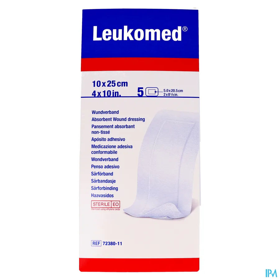 packshot van Leukomed Steriel Wondverband 10 x 25 cm 5 stuks
