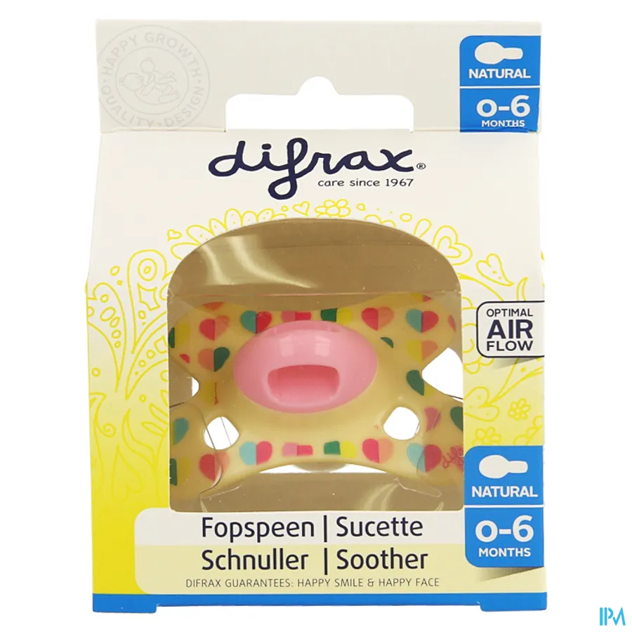 packshot van Difrax Fopspeen Natural 0-6m