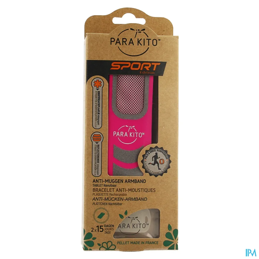 packshot van Para'Kito Anti-Muggen Armband Sport Edition 'Roos' met 2 Navultabletten