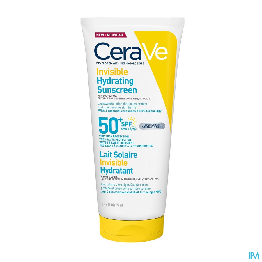CeraVe Onzichtbare Hydraterende Zonnecrème SPF 50+ 177 ml