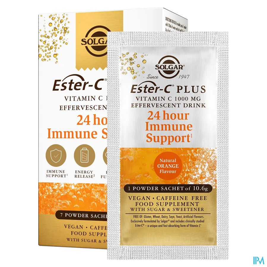 productshot van Solgar Ester-C Plus Vitamin C 1000 mg Bruispoeder 7 zakjes