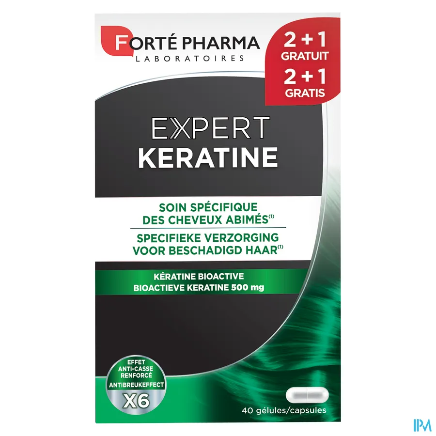 packshot van Forté Pharma Expert Keratine met Bio-Actieve Keratine, Arginine en Zink voor Haar en Nagels Promo 120 Capsules