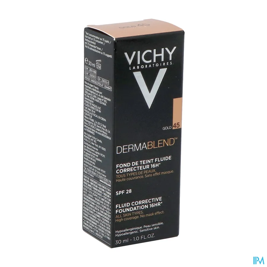 packshot van Vichy Dermablend Fond De Teint Fluide 45 Gold 30 ml