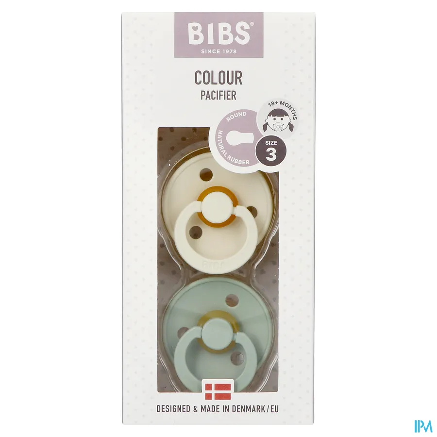 packshot van Bibs Fopspeen Duo Sage/Ivory 18+ 2 stuks