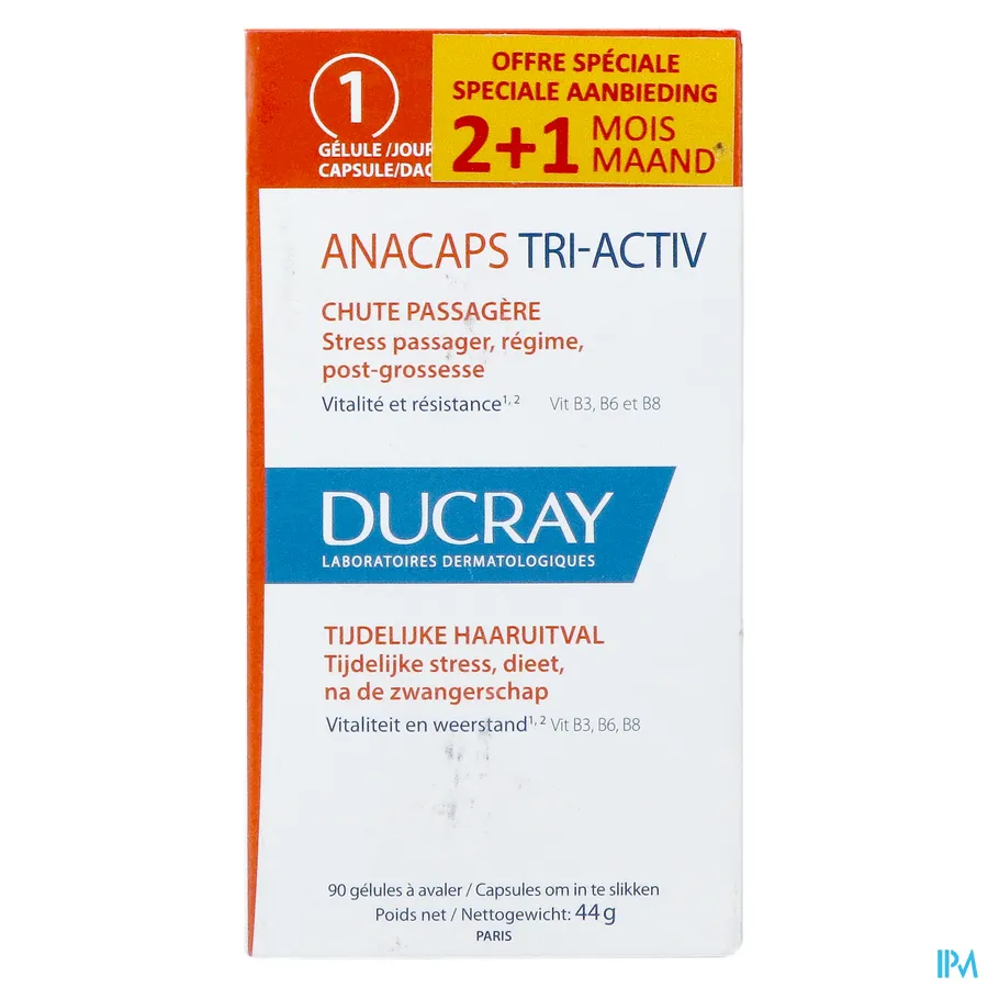packshot van Ducray Anacaps Tri-activ 90 capsules