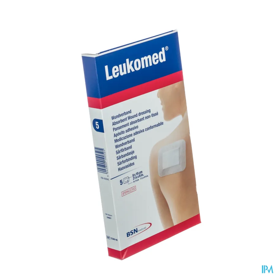 packshot van Leukomed Steriel Wondverband 8 x 15 cm 5 stuks